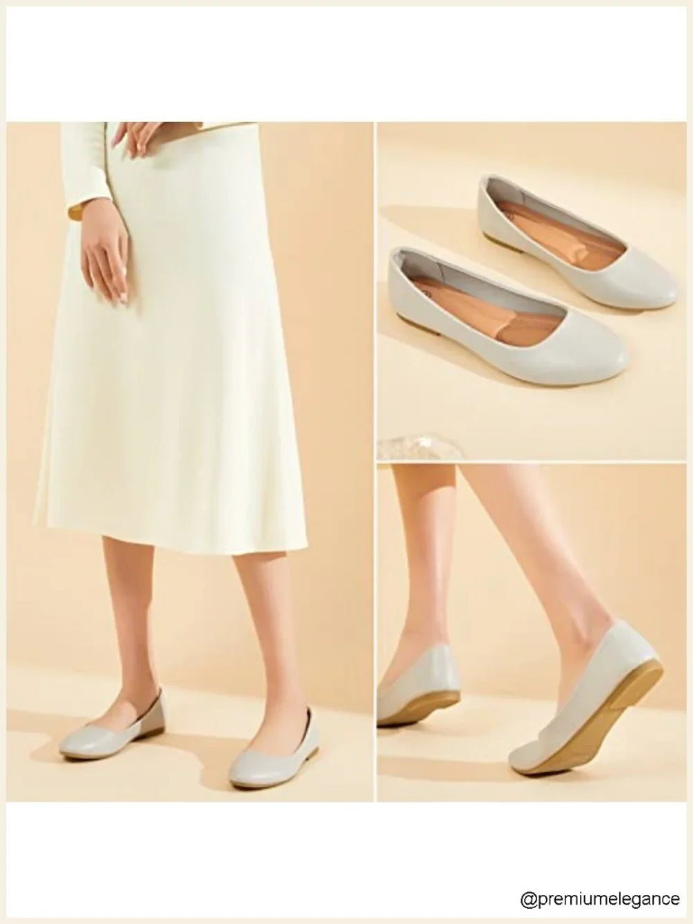 PU Leather Ballet Flats Comfortable Slip On Shoes